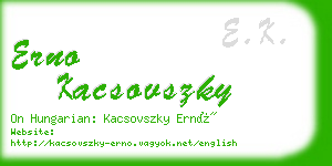 erno kacsovszky business card